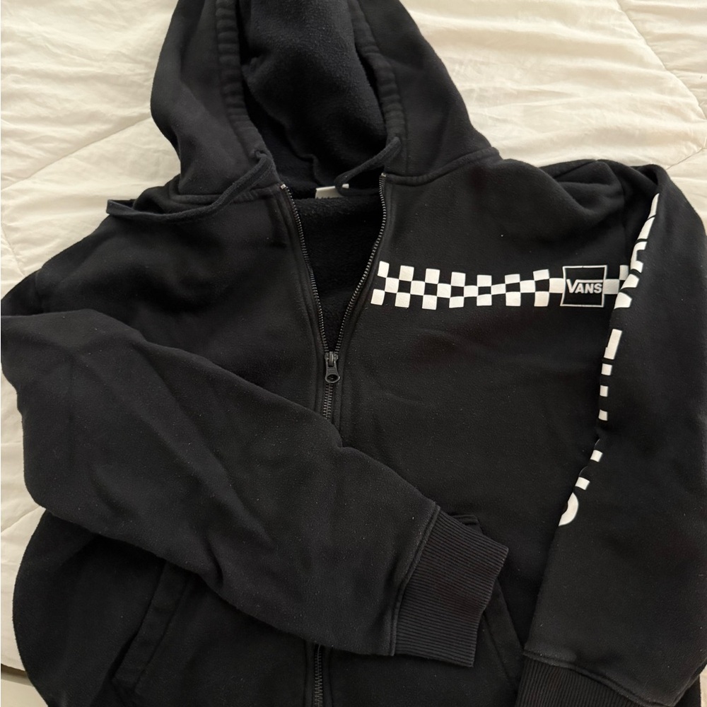 Vans Black Hoodie with Checkered Design